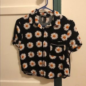 slightly cropped button up shirt